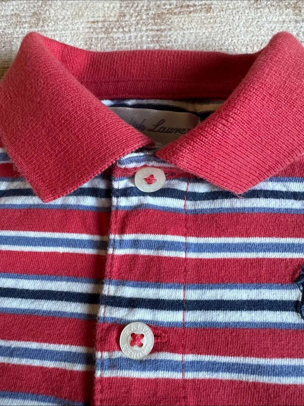 Ralph Lauren Baby - Red, Navy & White Striped Polo Shorts Romper size 6M